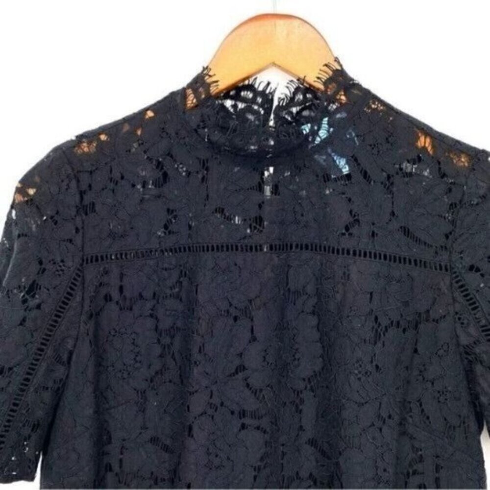 CeCe by Cynthia Steffe Women's Ingrid Black Cutaway Lace Shift Dress - Picture 4 of 14